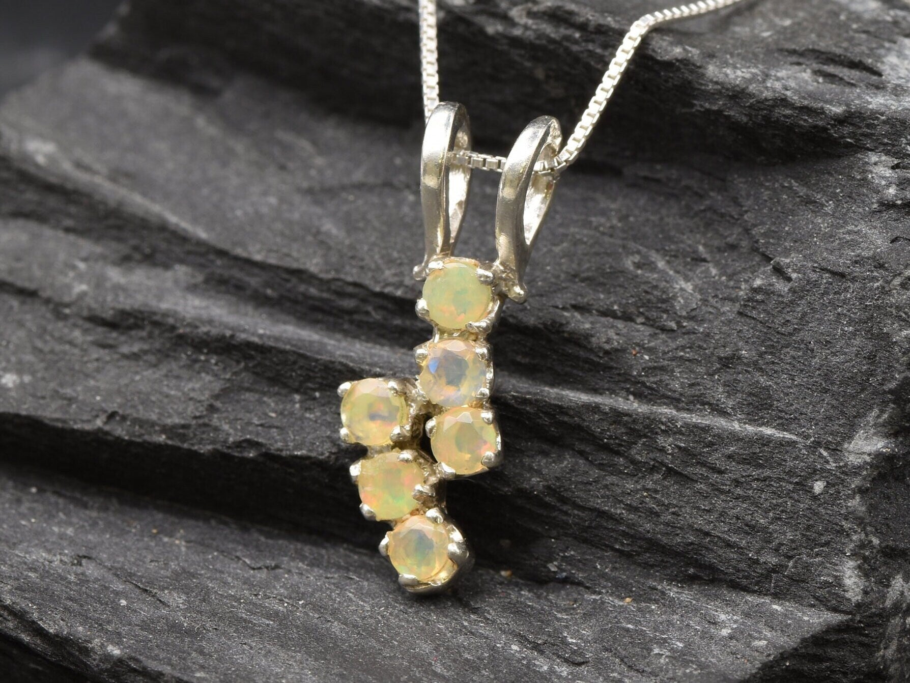 Fire Opal Pendant, Birthstone Necklace, Ethiopian Opal, Natural Opal Necklace, Genuine Opal Pendant, October Birthstone, 925 Sterling Silver