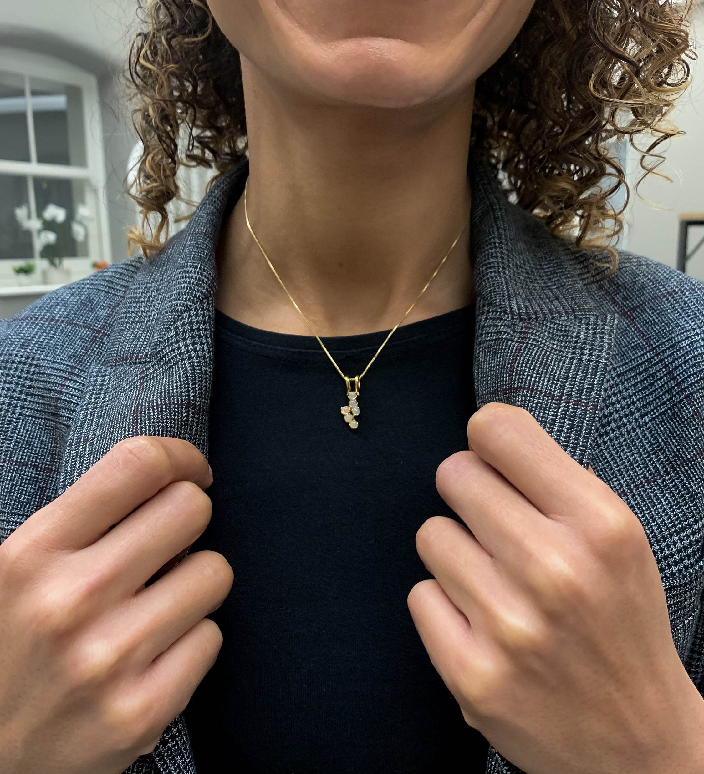 Fire Opal Pendant, Birthstone Necklace, Ethiopian Opal, Natural Opal Necklace, Genuine Opal Pendant, October Birthstone, 925 Sterling Silver(1)