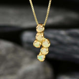 Gold Opal Pendant - Genuine Opal Necklace, October Birthstone Necklace