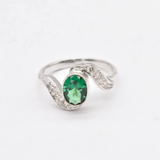 Beautiful 925 Sterling Silver Ring with an Oval Created Green Emerald, ideal for everyday wear and as a May birthstone gift.