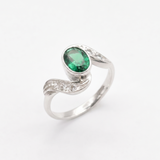 Created Emerald Ring made in 925 Sterling Silver with Oval Created Green Emerald in Bezel setting, May Birthstone gift idea, symbolizes, ideal for everyday wear and perfect for birthday gifting and special occasions.