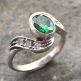 Emerald Promise Ring - Green Vintage Ring - Unique Engagement Ring