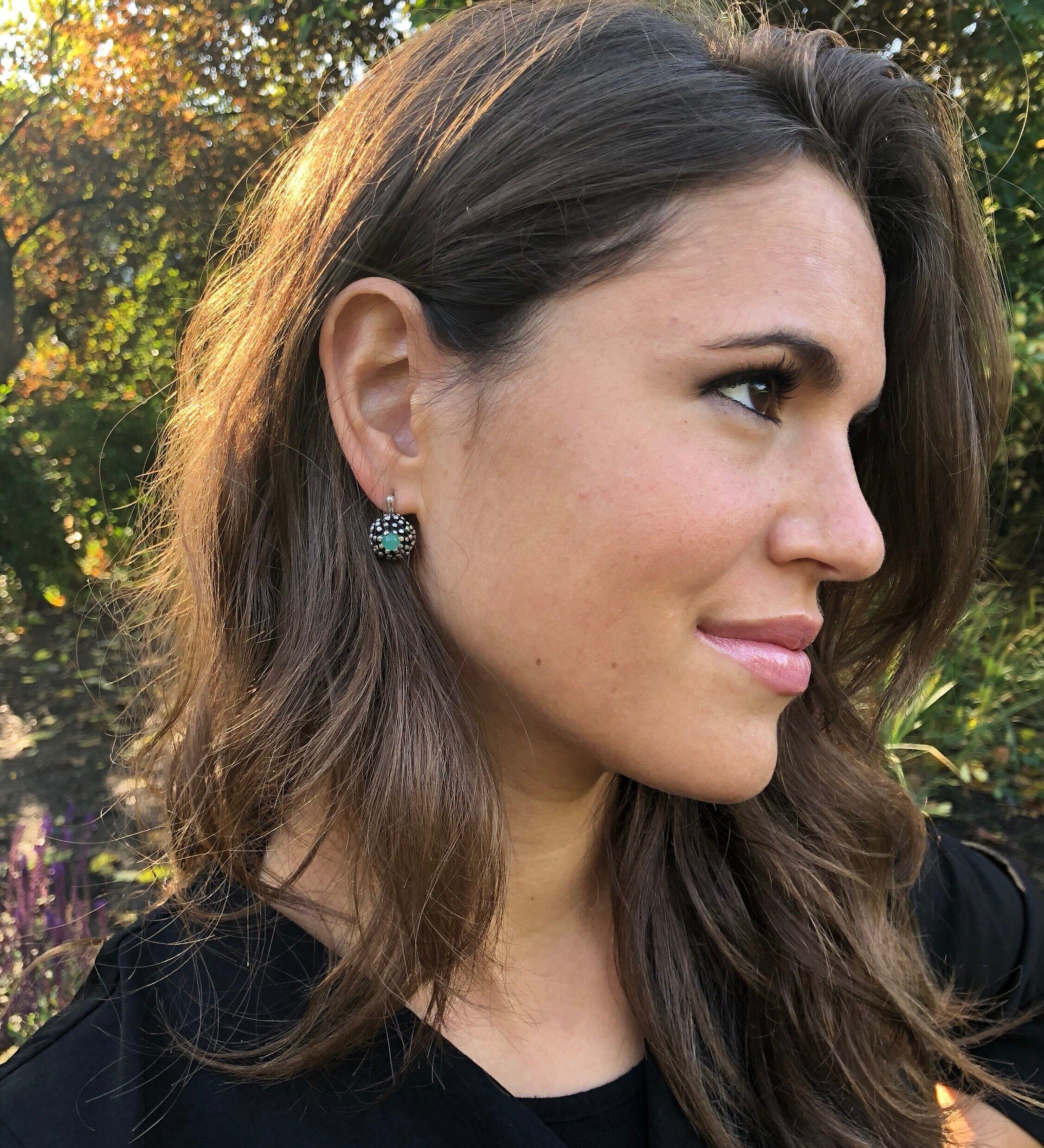 Chrysoprase Earrings, Natural Chrysoprase, Australian Chrysoprase, Vintage Earrings, May Birthstone, Real Chrysoprase, Original Earrings