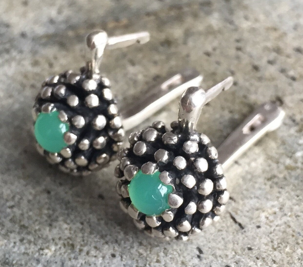 Chrysoprase Earrings, Natural Chrysoprase, Australian Chrysoprase, Vintage Earrings, May Birthstone, Real Chrysoprase, Original Earrings