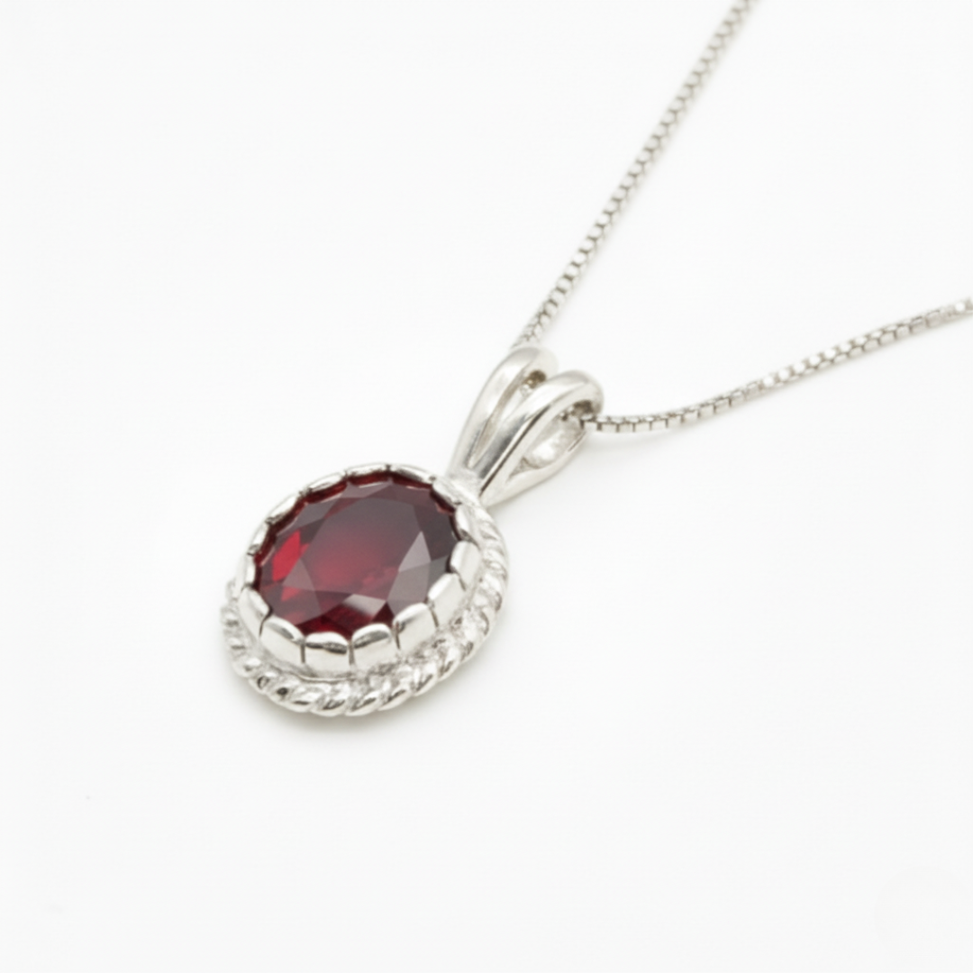 Stunning Ruby Pendant in 925 Sterling Silver featuring an Oval Created Red Ruby, a perfect accessory for everyday elegance.