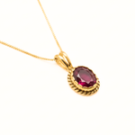 Elegant created ruby pendant in 18k gold vermeil, symbolizing passion and nobility, ideal for everyday elegance and gifting.