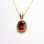 Created Ruby Pendant made in 18k Gold Vermeil with Oval Created Red Ruby in Solitaire setting, July Birthstone gift idea, symbolizes nobility, purity, and passion, ideal for everyday wear and perfect for birthday gifting and special occasions.