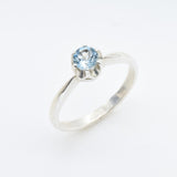 Solitaire Blue Topaz Gold Ring - Blue Topaz Promise Ring - Natural Blue Topaz Ring