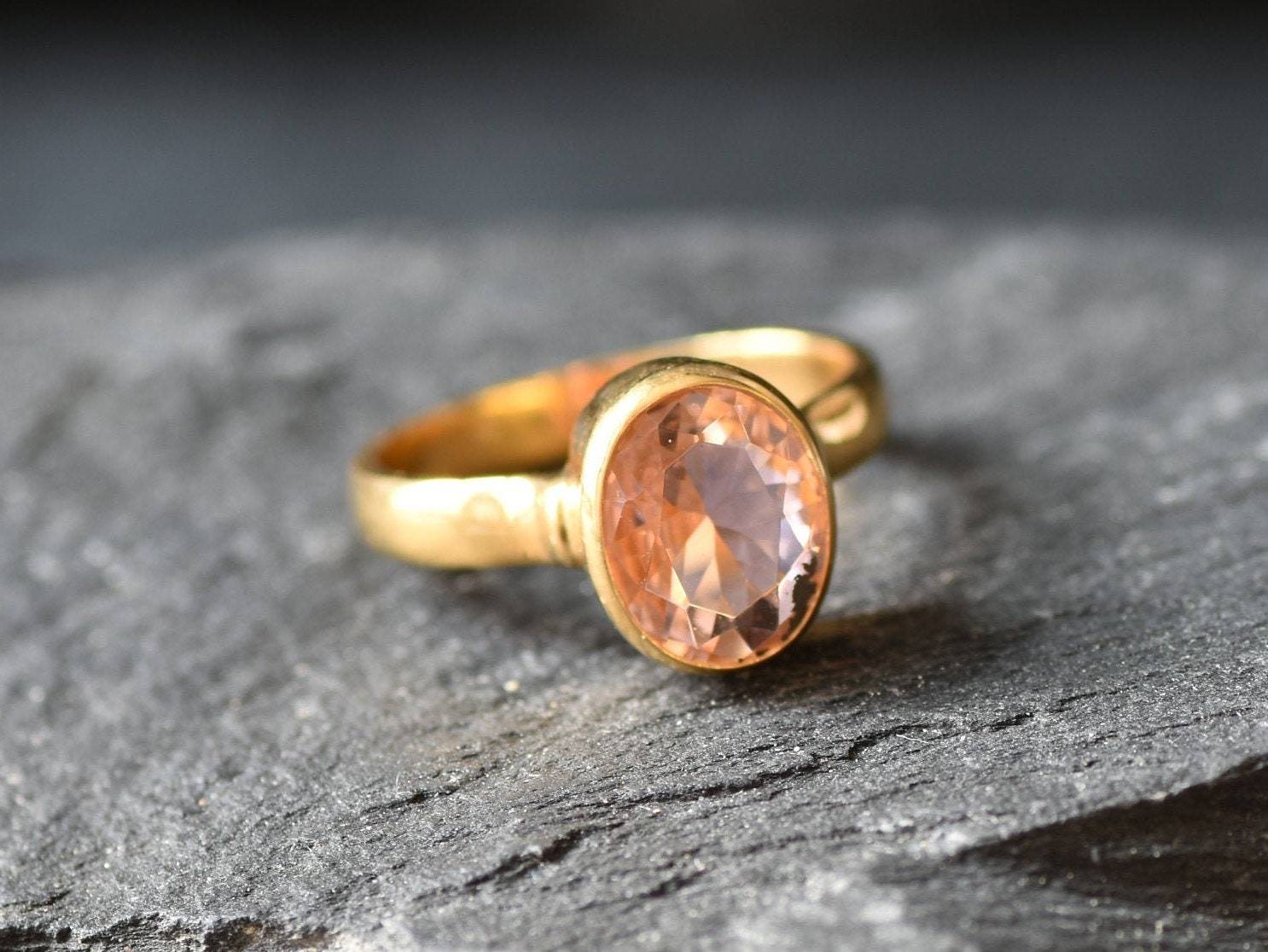 Morganite Ring, Created Morganite, Pink Promise Ring, Solitaire Ring, Pink Dainty Ring, Pink Ring, Cotton Candy Pink, Solid Silver Ring(1)