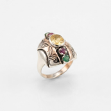 Boho Statement Ring - Multistone Chunky Ring - Colorful Dome Band