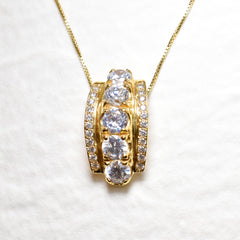 Diamond Pendant, Vintage Necklace, Sparkly Necklace, Created Diamond, Cubic Zirconia Pendant, Cubic Zirconia Necklace, CZ Necklace, Silver(1)