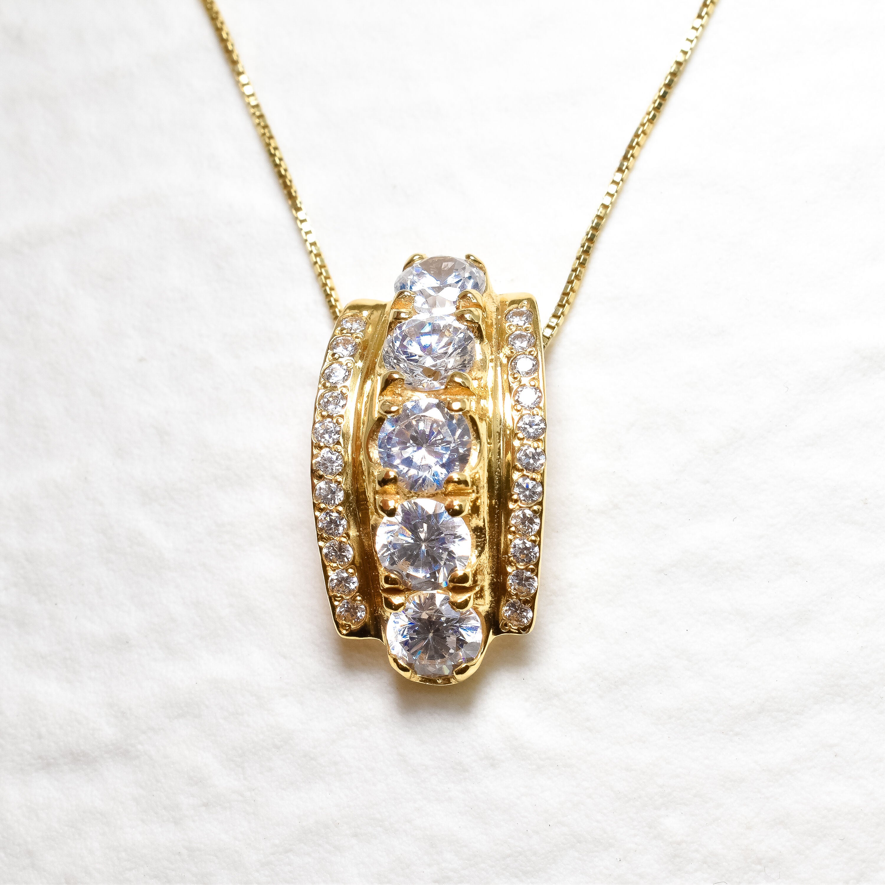 Diamond Pendant, Vintage Necklace, Sparkly Necklace, Created Diamond, Cubic Zirconia Pendant, Cubic Zirconia Necklace, CZ Necklace, Silver(1)