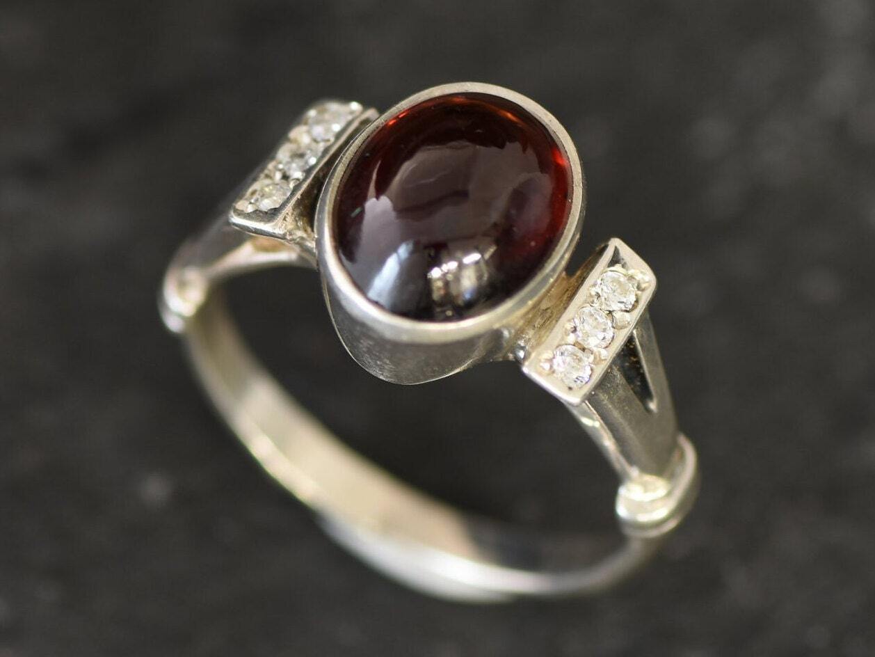 Red Garnet Ring - Natural Garnet Ring, January Birthstone Ring