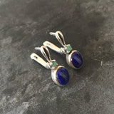 Lapis Lazuli Earrings - Blue Vintage Earrings - Oval Lapis Earrings