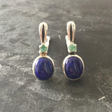 Lapis Lazuli Earrings - Blue Vintage Earrings - Oval Lapis Earrings