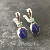 Lapis Lazuli Earrings - Blue Vintage Earrings - Oval Lapis Earrings