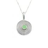 Gold Natural Chrysoprase Necklace - Gold Coin Amulet Pendant - Green Spiral Infinity Necklace