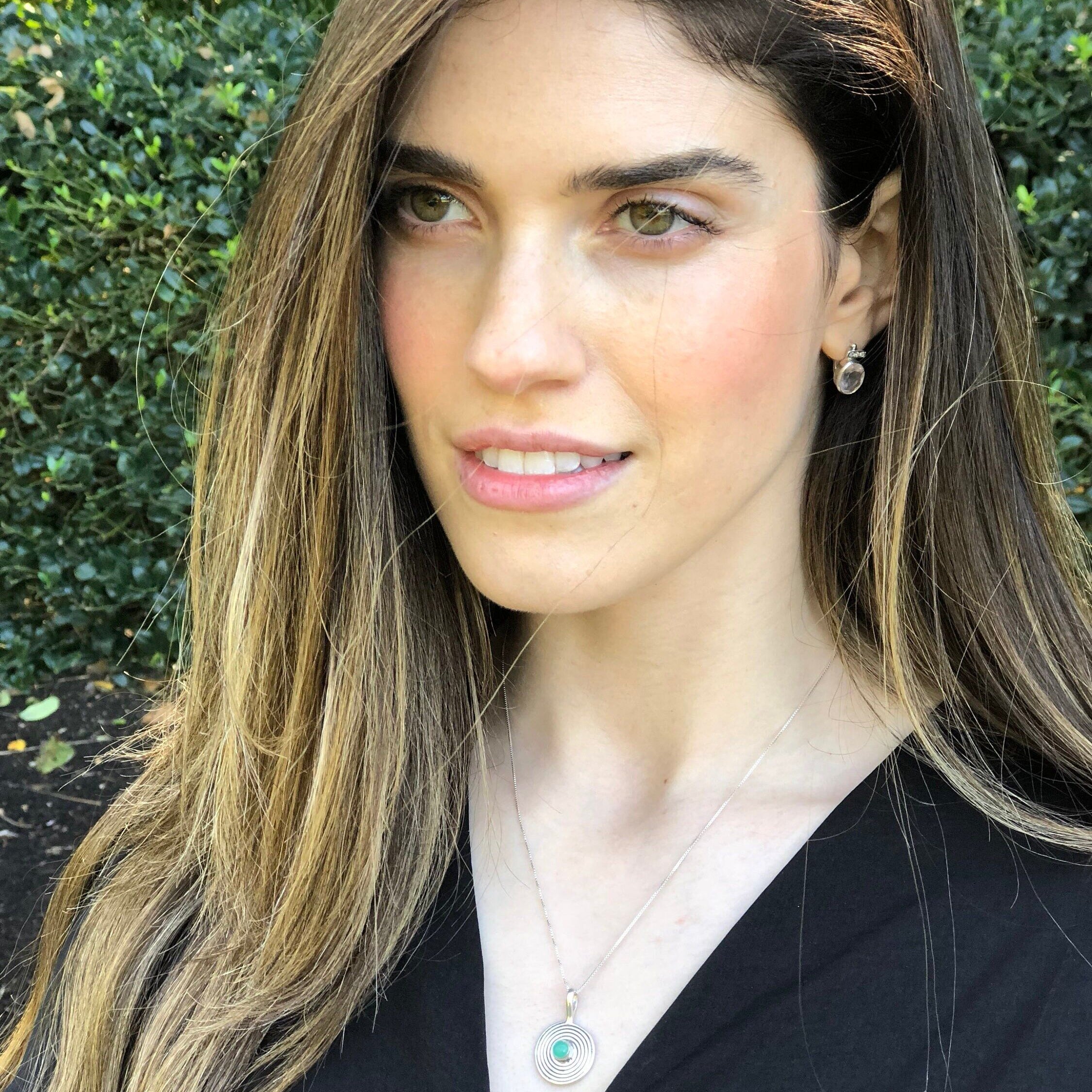 Infinity Pendant, Chrysoprase Pendant, Natural Chrysoprase, Round Pendant, Vintage Pendant, Australian Stone, Silver Pendant, Solid Silver