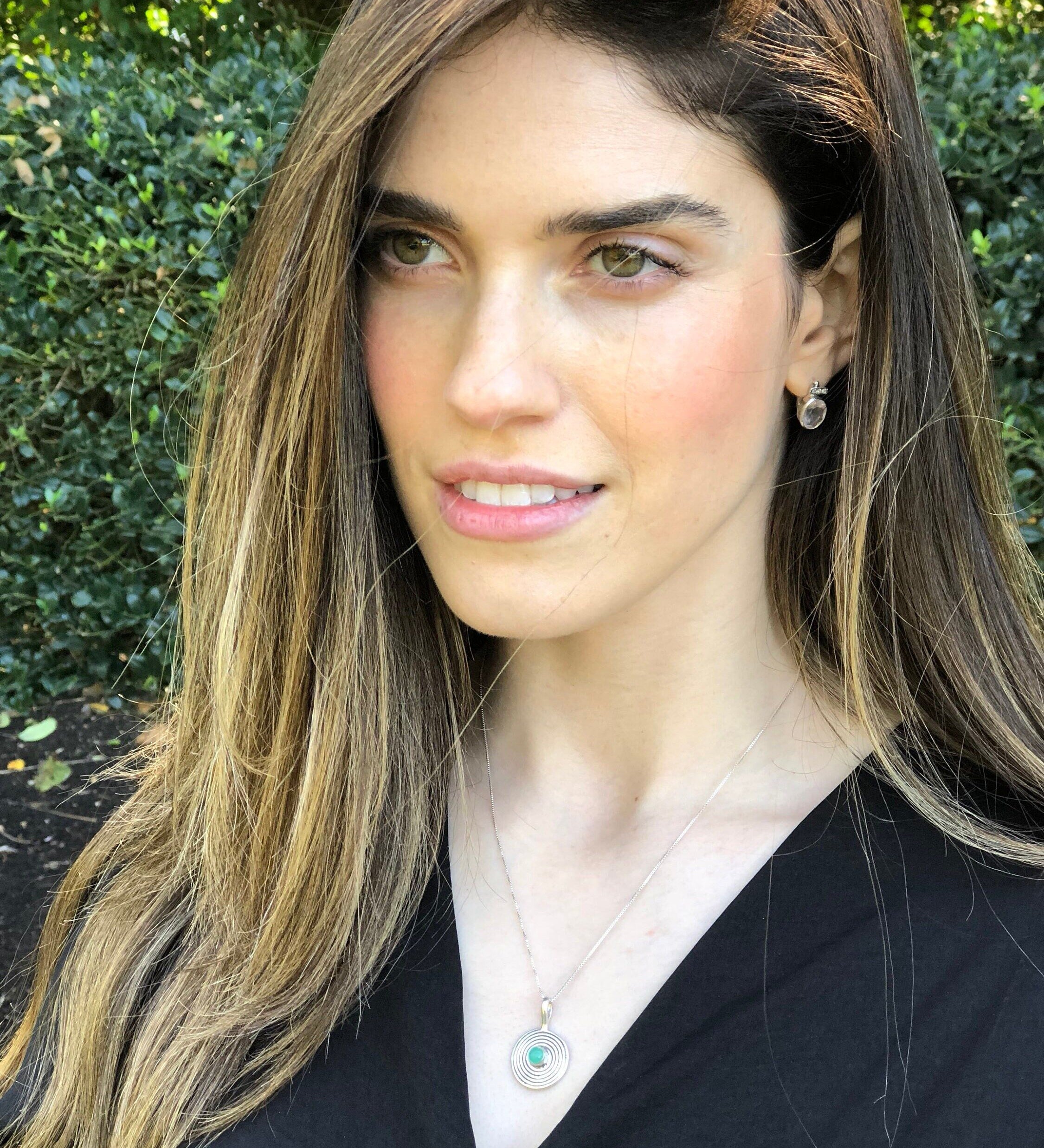 Infinity Pendant, Chrysoprase Pendant, Natural Chrysoprase, Round Pendant, Vintage Pendant, Australian Stone, Silver Pendant, Solid Silver