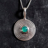 Spiral Chrysoprase Necklace - Green Chrysoprase Pendant - Chrysoprase Statement Necklace