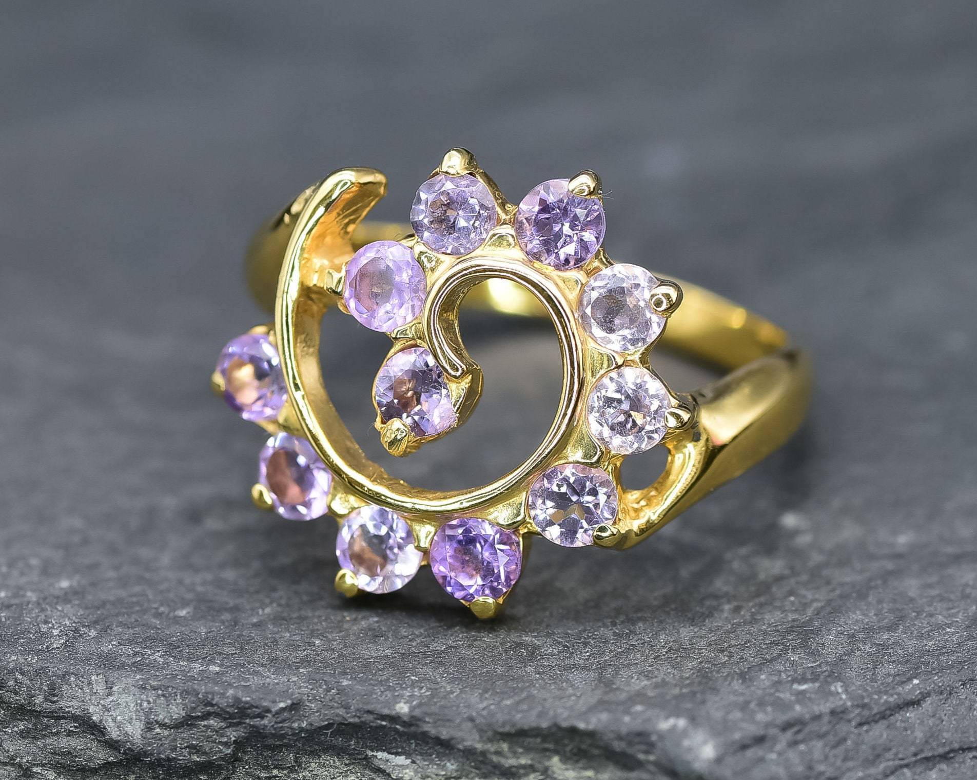 Amethyst Ring, Natural Amethyst, February Birthstone, Swirl Ring, Purple Ring, February Ring, Purple Vintage Ring, 925 Silver Ring, Amethyst(1)