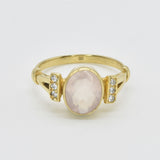 Rose Quartz Ring - Pink Oval Ring - Rose Gold Ring