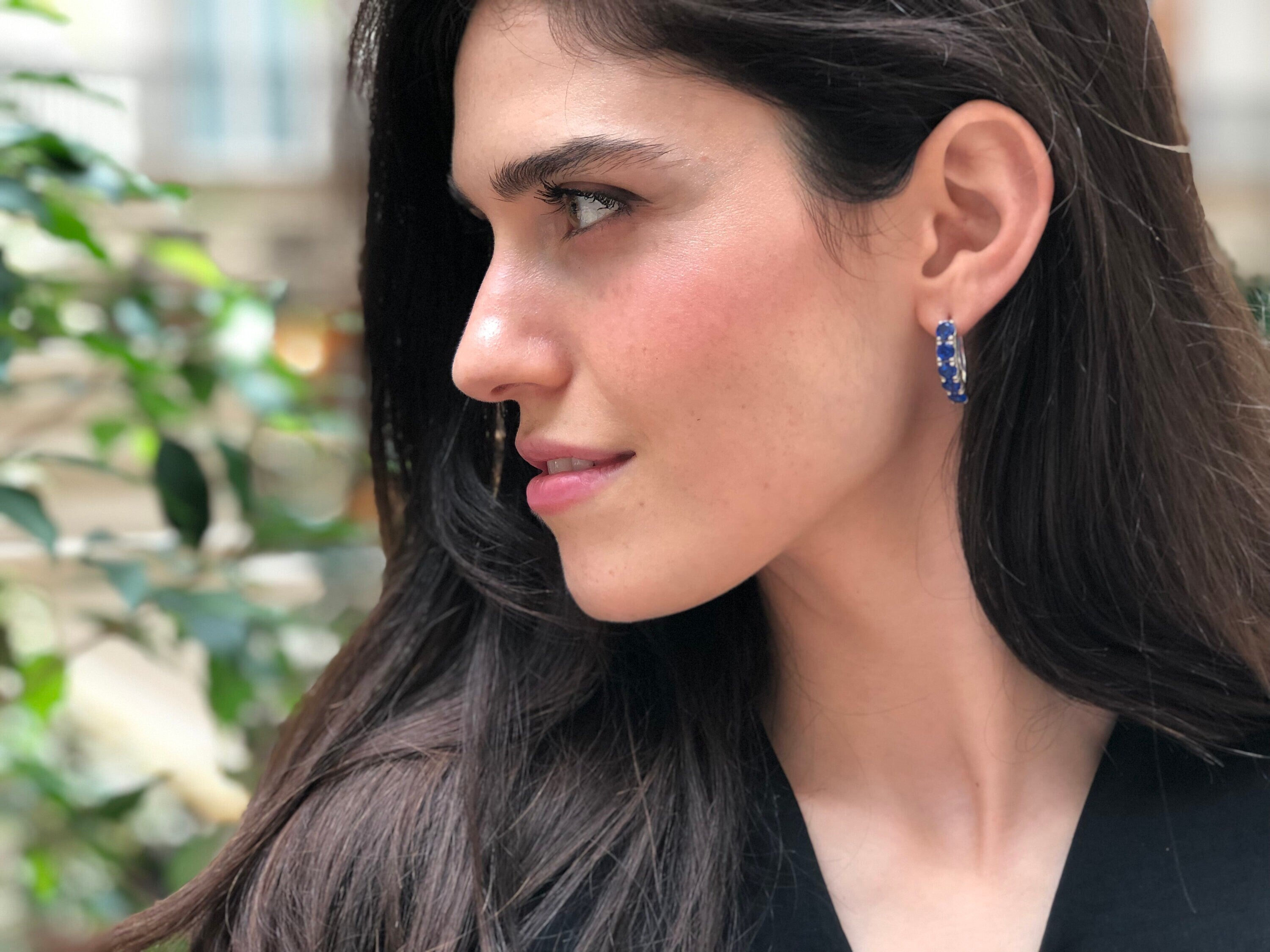 Sapphire Earrings in 925 Sterling Silver, featuring Round Created Blue Sapphire, perfect for birthdays and special occasions.