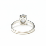 Unique 925 Sterling Silver ring with an oval Natural Rainbow Moonstone, a meaningful June birthstone for stylish everyday wear.