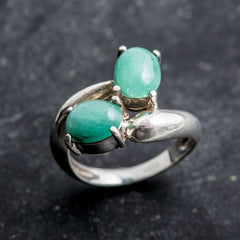 Natural Emerald Ring made in 925 Sterling Silver with Oval Natural Green Emerald in Two-Stone setting, May Birthstone gift idea, symbolizes growth, harmony, and deep emotional healing, ideal for everyday wear and perfect for birthday gifting and special occasions.