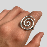 Large Swirl Ring - Statement Silver Ring - Vintage Spiral Ring