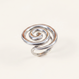 Large Swirl Ring - Statement Silver Ring - Vintage Spiral Ring
