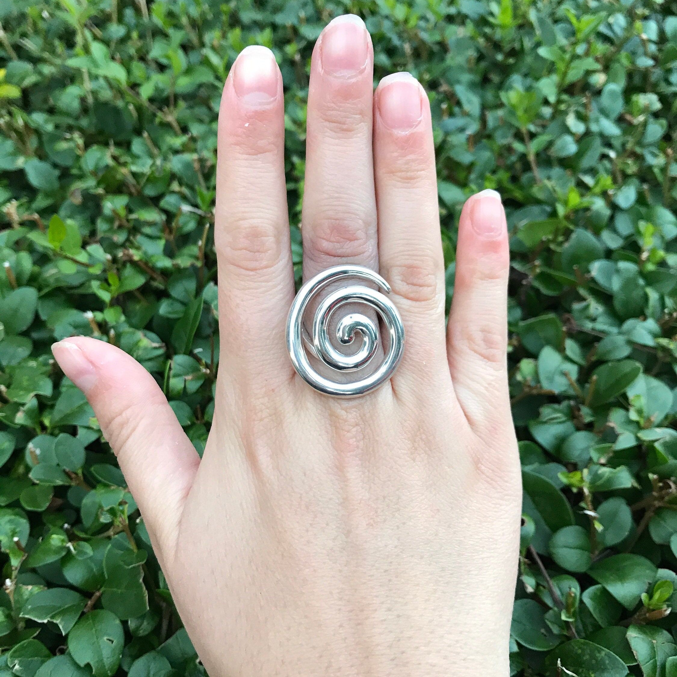 Large Swirl Ring, Solid Silver Ring, Statement Ring, Silver Swirl Ring, Artistic Ring, Spiral Ring, Unique Ring, Silver Spiral Ring