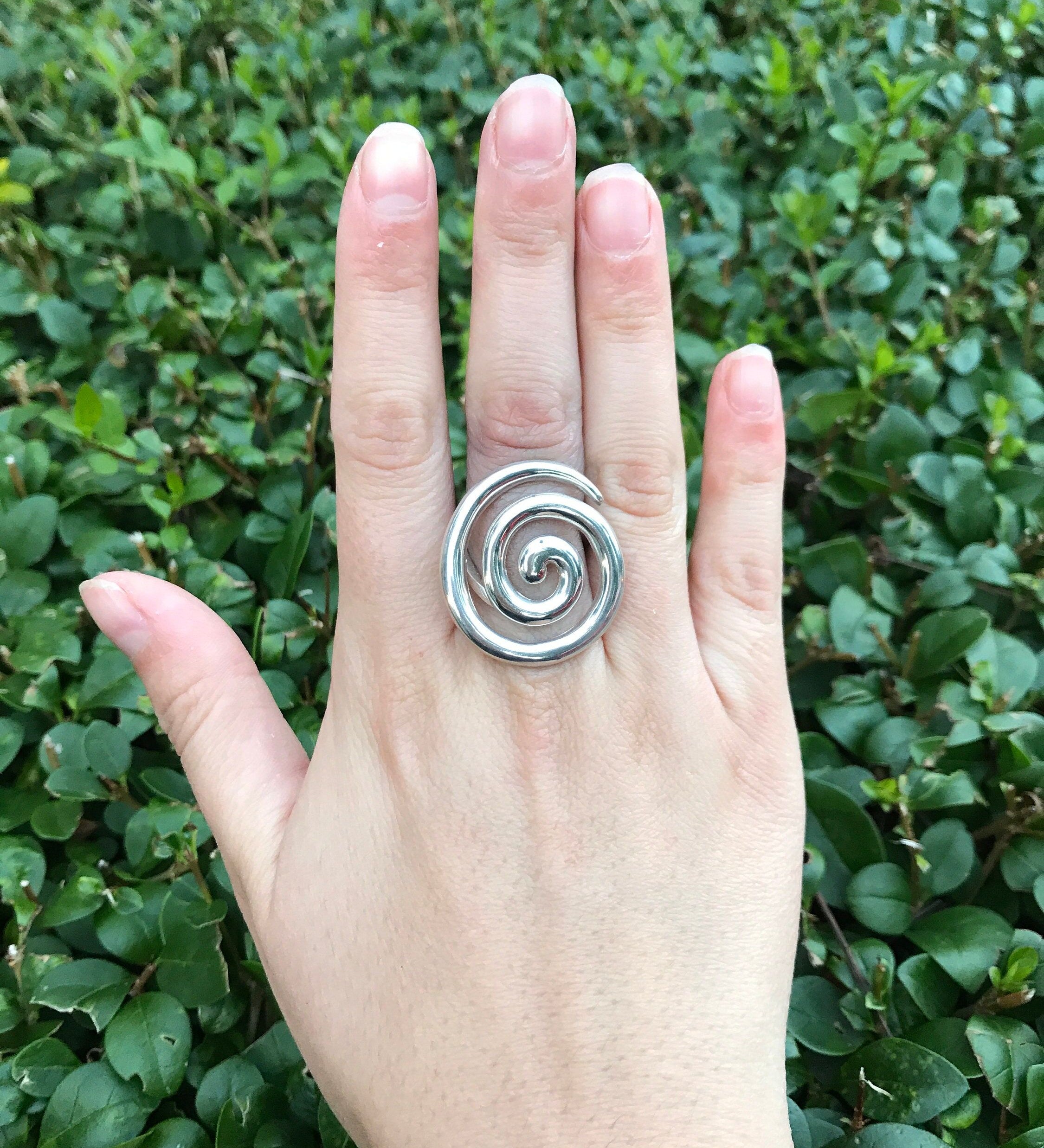 Large Swirl Ring, Solid Silver Ring, Statement Ring, Silver Swirl Ring, Artistic Ring, Spiral Ring, Unique Ring, Silver Spiral Ring