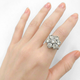 Diamond Flower Ring - Sparkly Floral Ring, Vintage Flower Ring