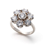 Diamond Flower Ring - Sparkly Floral Ring, Vintage Flower Ring