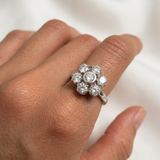 Diamond Daisy Rosette Cluster Ring in Silver