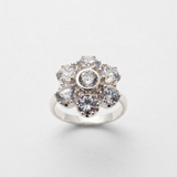 Diamond Daisy Rosette Cluster Ring in Silver
