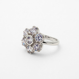 Diamond Daisy Rosette Cluster Ring in Silver