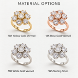 Diamond Daisy Rosette Cluster Ring in Silver