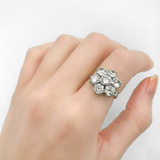 Diamond Flower Ring - Sparkly Floral Ring, Vintage Flower Ring