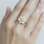 Flower Diamond Ring - Gold Diamond Ring - Sparkly Cocktail Ring