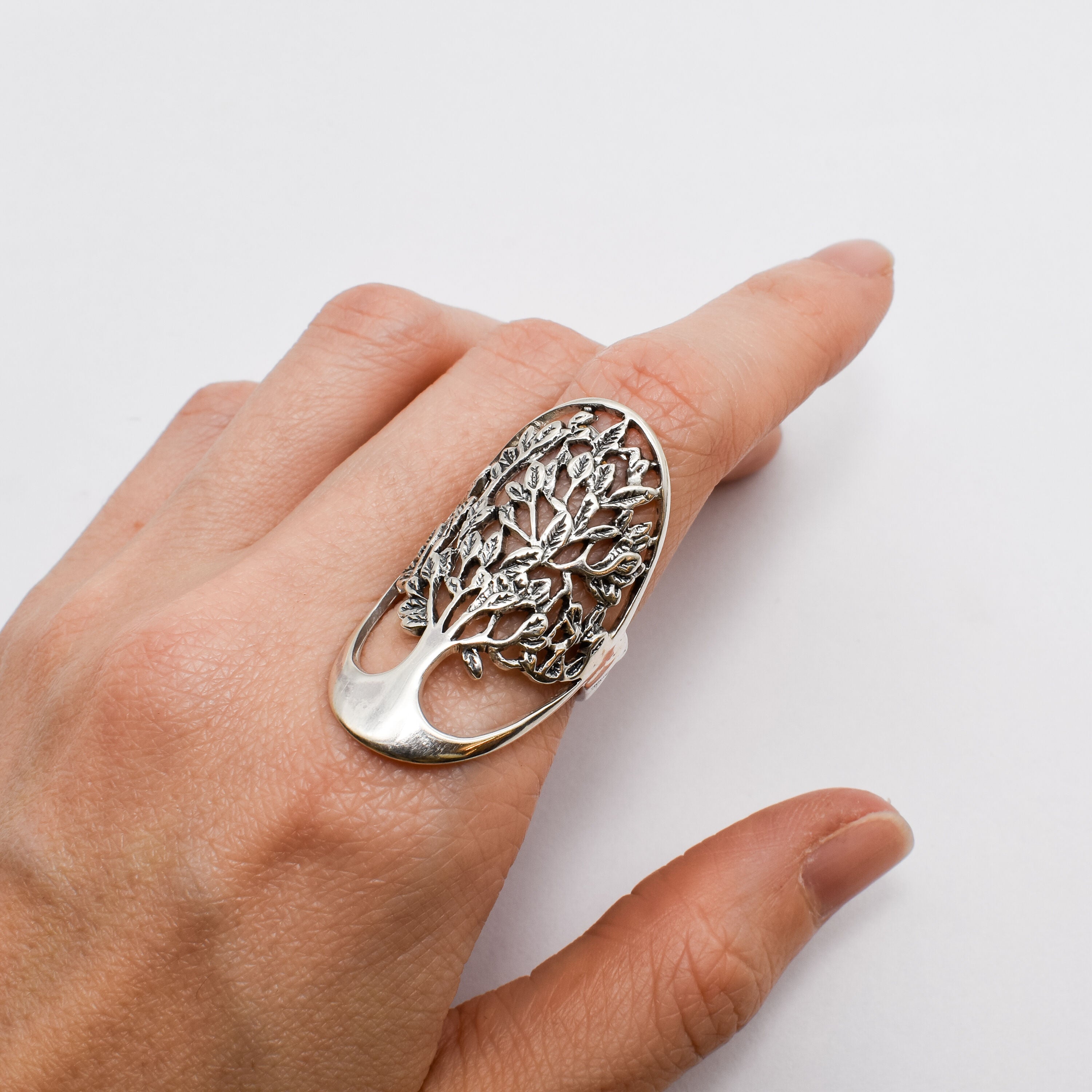 Silver Tree Ring, Tree of Life Ring, Vintage Ring, Artistic Ring, Family Ring, Silver Artisan Ring, Solid Silver Ring, Silver Leaf Ring