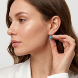 Genuine Turquoise Earrings - Arizona Turquoise Earrings - Blue Flower Studs