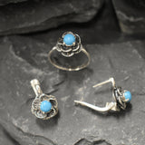 Genuine Turquoise Earrings - Arizona Turquoise Earrings - Blue Flower Studs