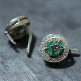 Natural Emerald Earrings made in 925 Sterling Silver with Round Natural Green Emerald in Cluster setting, May Birthstone gift idea, symbolizes growth, harmony, and deep emotional healing, ideal for everyday wear and perfect for birthday gifting and special occasions.