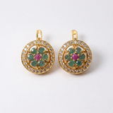 Natural Emerald Earrings made in 18k Gold Vermeil with Round Natural Green Emerald in Cluster setting, May Birthstone gift idea, symbolizes growth, harmony, and deep emotional healing, ideal for everyday wear and perfect for birthday gifting and special occasions.