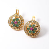 Natural Emerald Earrings made in 18k Gold Vermeil with Round Natural Green Emerald in Cluster setting, May Birthstone gift idea, symbolizes growth, harmony, and deep emotional healing, ideal for everyday wear and perfect for birthday gifting and special occasions.