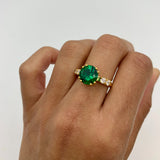 Beautiful 18k Gold Vermeil Emerald Ring with a Round Created Green Emerald, a lovely May birthstone gift for any occasion.