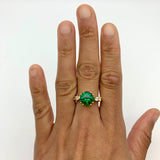 Chic 18k Gold Vermeil Emerald Ring showcasing a Round Created Green Emerald, a timeless gift for May birthdays and special events.