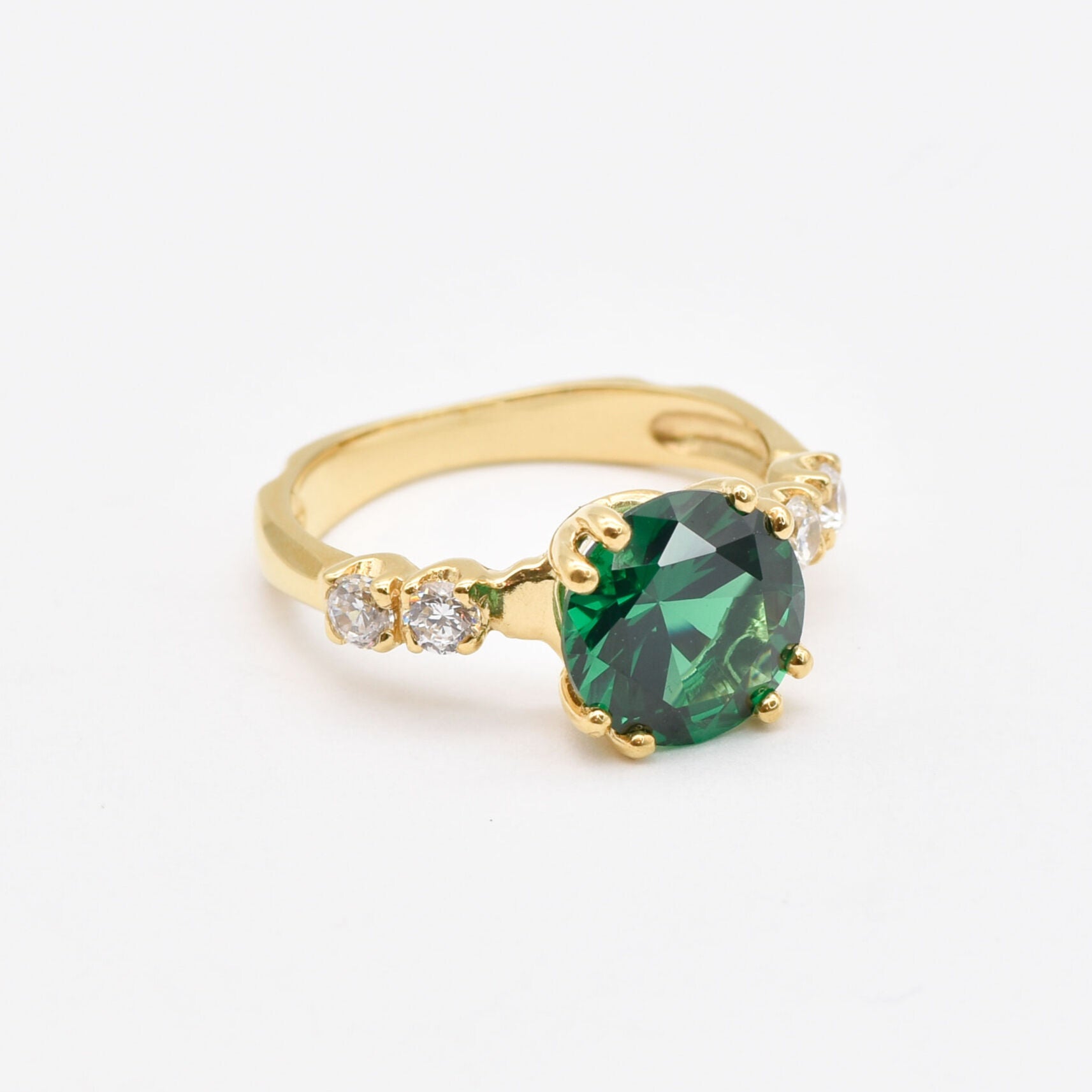Stunning Created Emerald Ring in 18k Gold Vermeil, ideal for daily wear and celebrating birthdays and special moments.